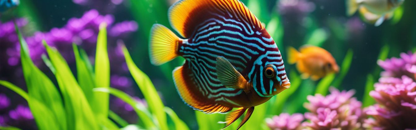 A brightly coloured Discus fish