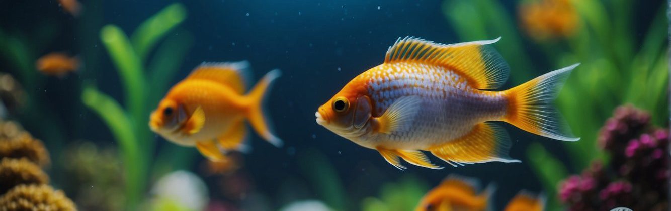 Fluorescent Aquarium Lighting shines down on the fish inside the tank