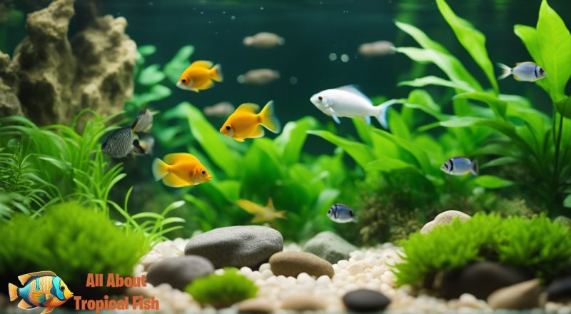 a fish tank with some small tropical fish in it