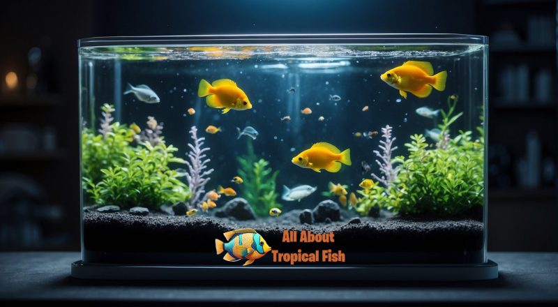 Bubbling aquarium water passes through activated charcoal in a filter, removing impurities and keeping the tank clean and healthy for the fish