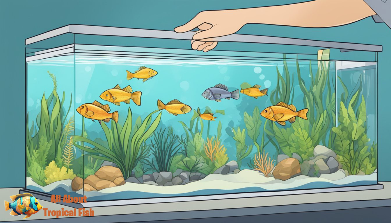 A person carefully selects a fish tank, considering size, material, and compatibility with fish species