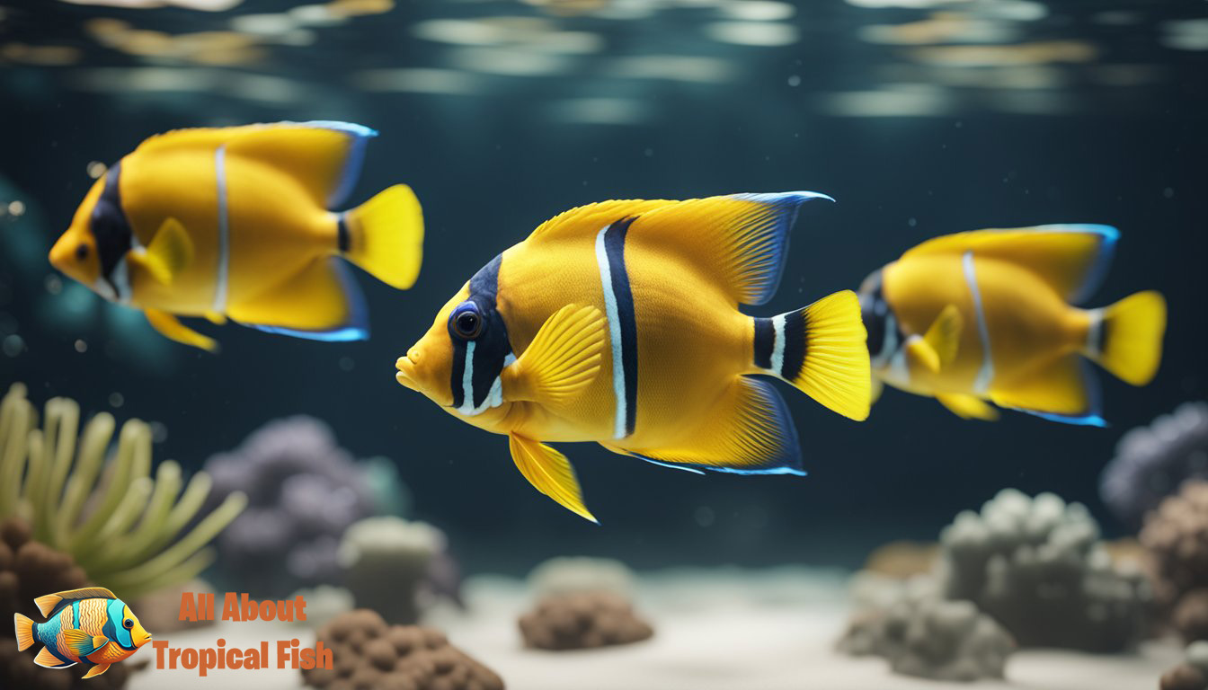 Tropical fish swimming in an aquarium